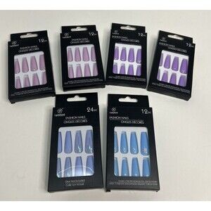 6 Sets of Ladybird Fashion Fake Nails With Gemstones, 2 Pink, 2 Purple, 2 Blue